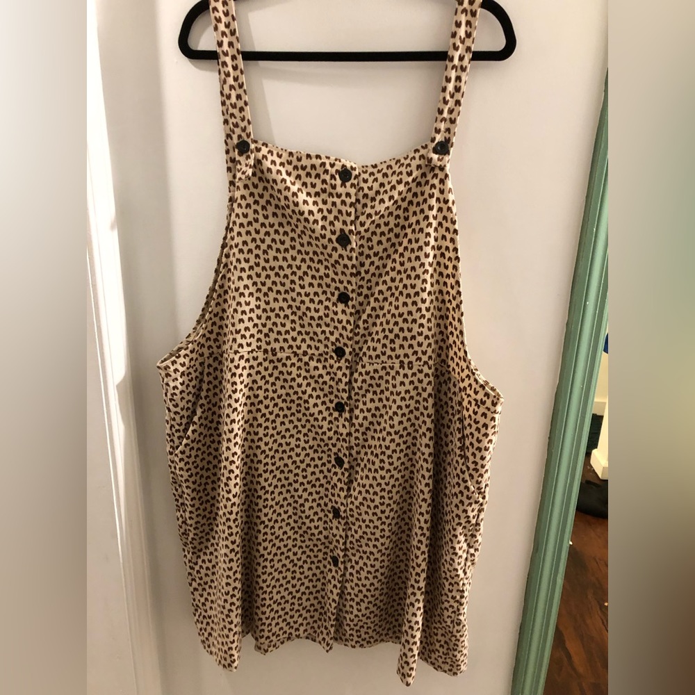 Leppard print overall jean style dress SHEIN